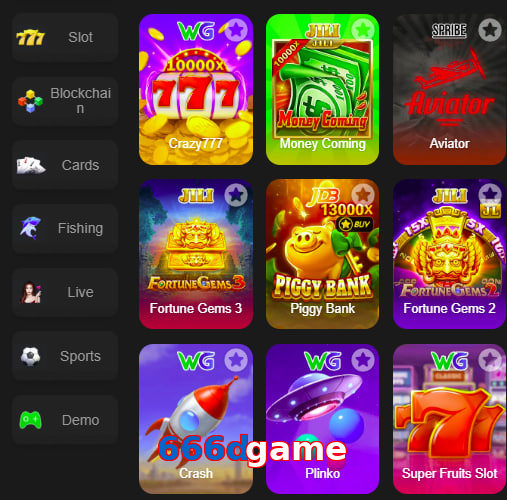 Main screen of 666Dgame game page for PK players